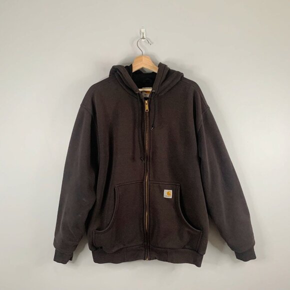 Carhartt Other - Carhartt Work Hoodie Jacket Dark Brown Lined Sweatshirt Men's Mesh Large L